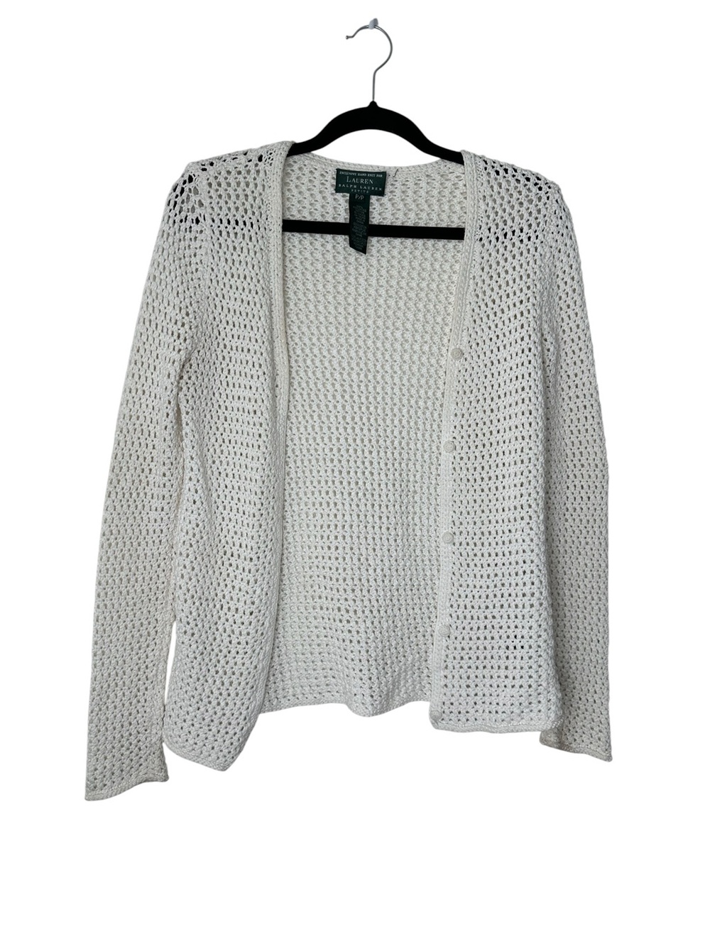 Vintage Lauren Ralph Lauren white cardigan open-weave knit Cardigan